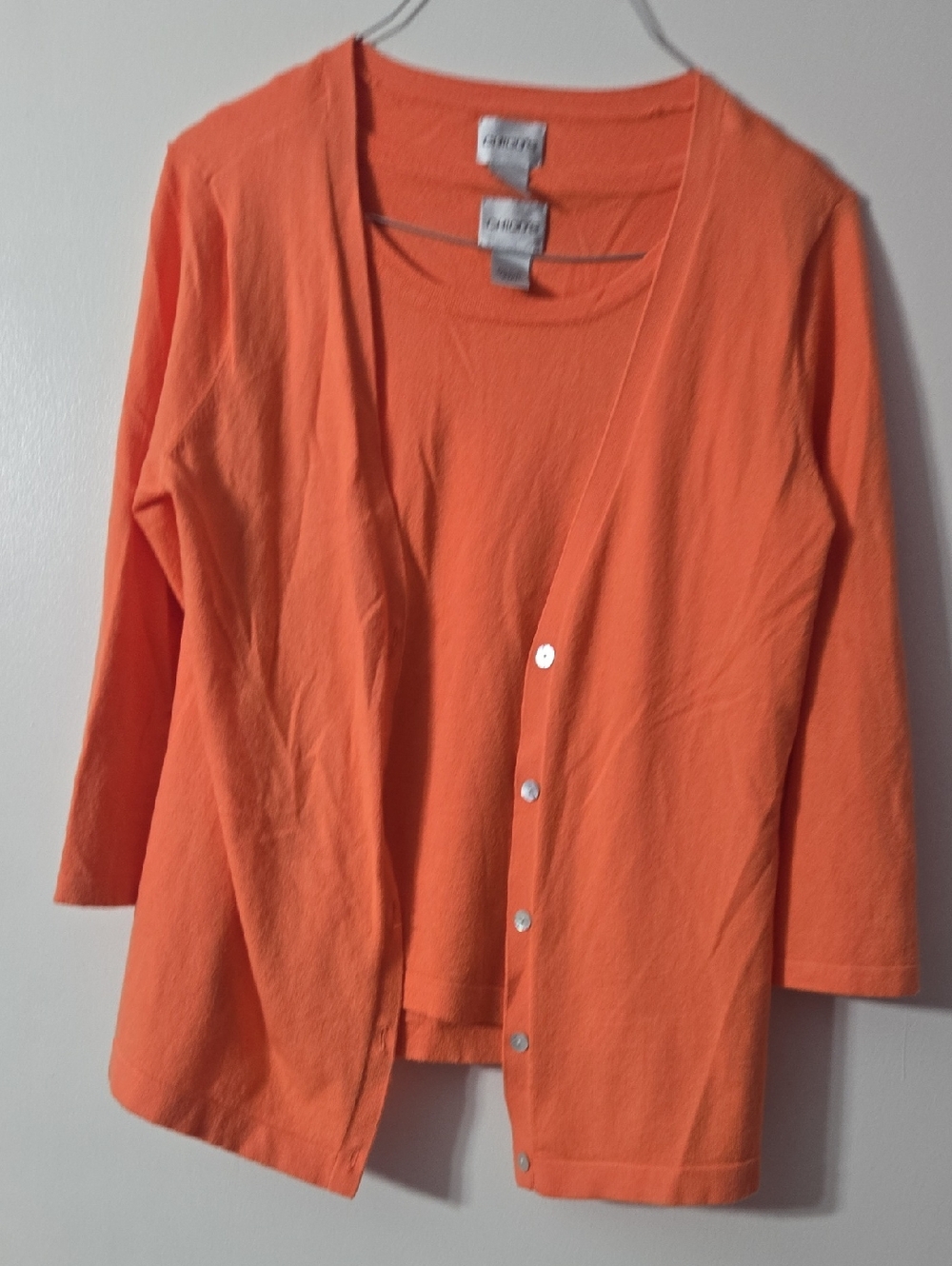 Chico's Orange Button-Front Layering Cardigan